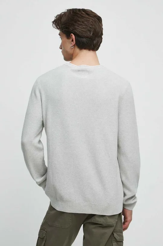 Sweter bawełniany męski z fakturą kolor szary 100 % Bawełna