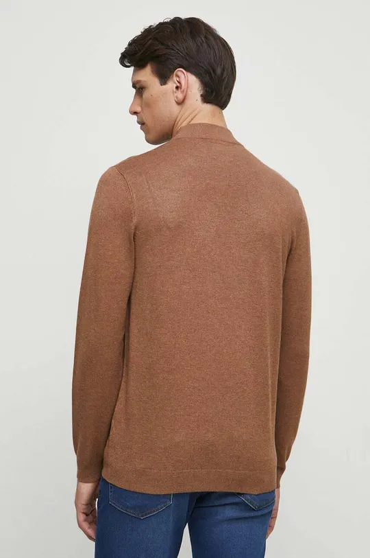 Sweter męski gładki kolor brązowy 70 % Wiskoza, 30 % Poliamid