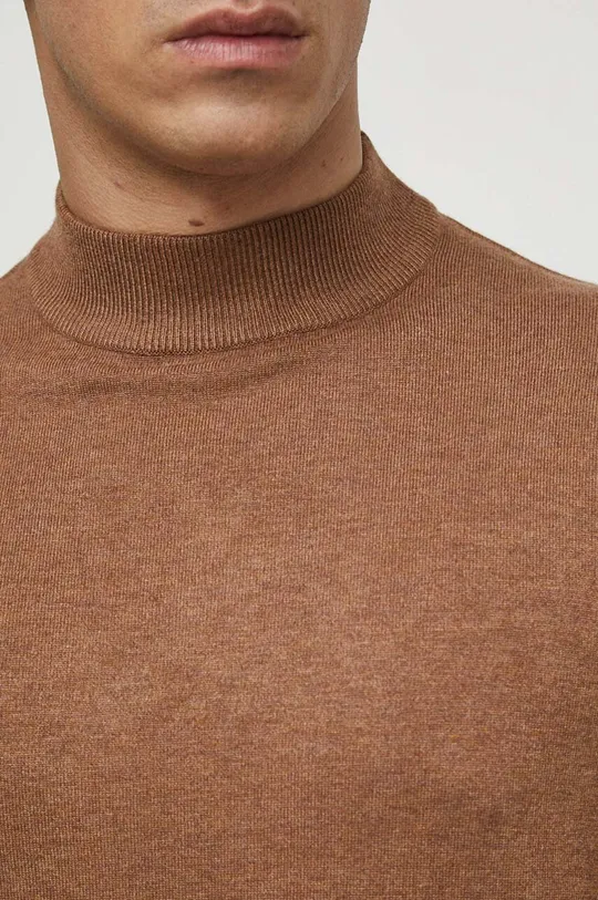 Sweter męski gładki kolor brązowy Męski