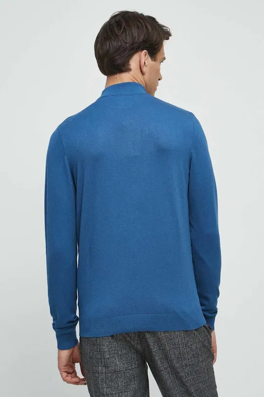 niebieski Sweter męski gładki kolor niebieski