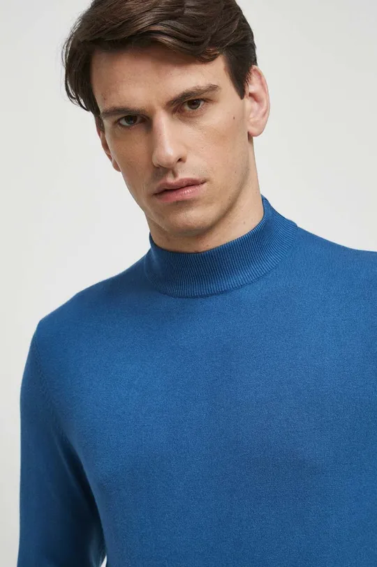 Sweter męski gładki kolor niebieski Męski
