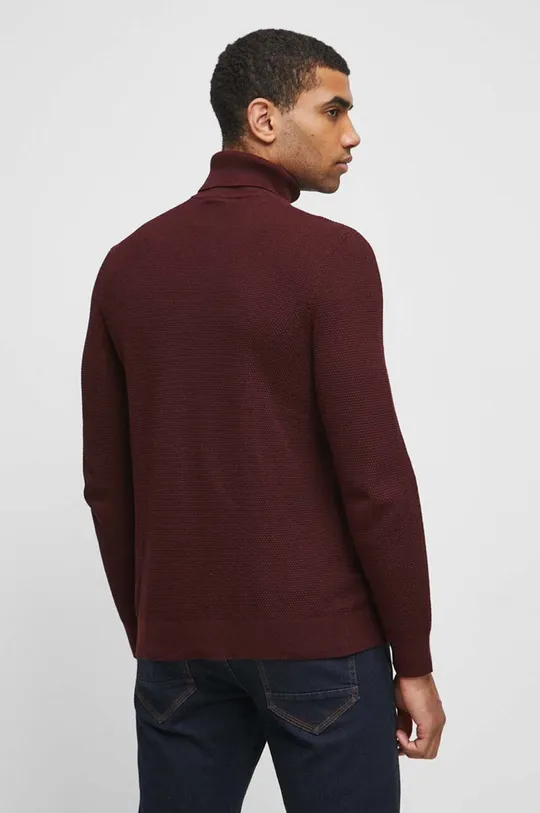 Sweter bawełniany męski z fakturą kolor bordowy 100 % Bawełna 