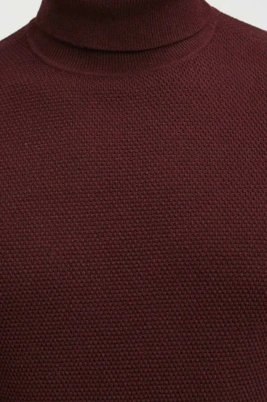 Sweter bawełniany męski z fakturą kolor bordowy Męski