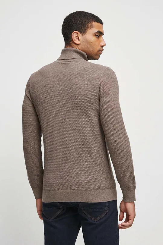 Sweter bawełniany męski z fakturą kolor brązowy 100 % Bawełna 