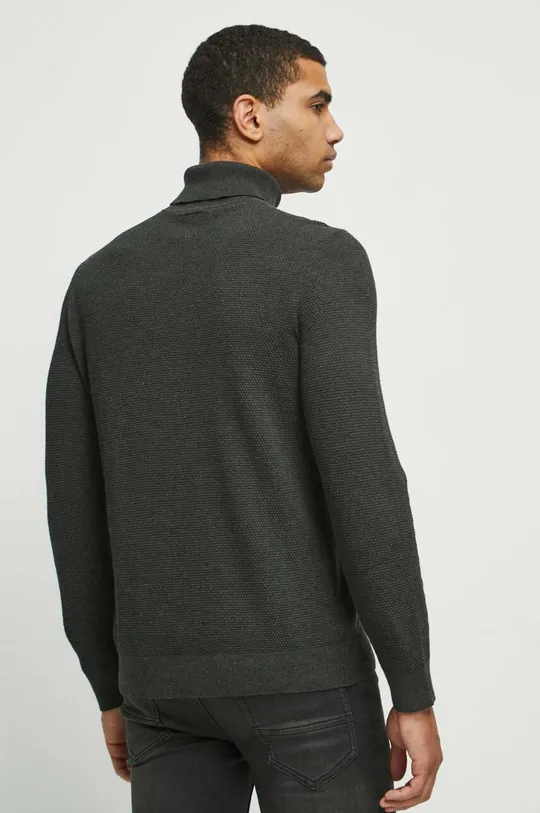 Sweter bawełniany męski z fakturą kolor szary 100 % Bawełna 