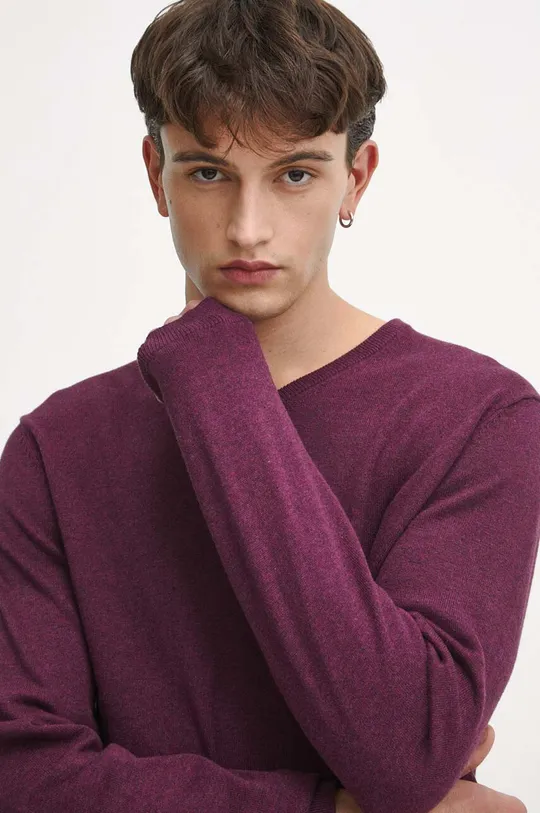 fioletowy Sweter bawełniany męski melanżowy kolor fioletowy