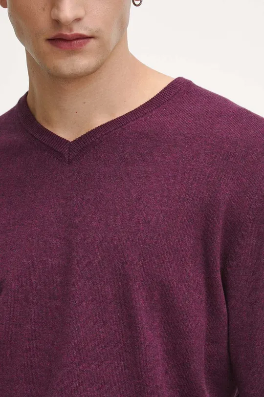 Sweter bawełniany męski melanżowy kolor fioletowy Męski