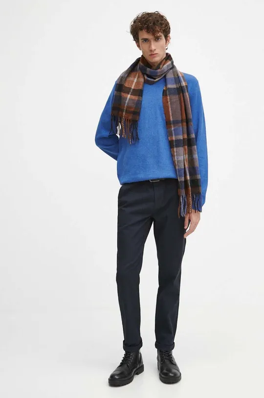 Sweter bawełniany męski melanżowy kolor niebieski niebieski