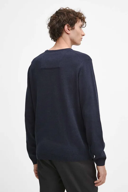 Oblečenie Bavlnený sveter pánsky melanžový tmavomodrá farba RW23.SWM090 tmavomodrá