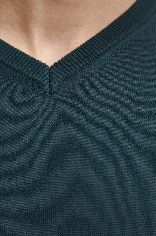 Sweter bawełniany męski gładki kolor zielony Męski