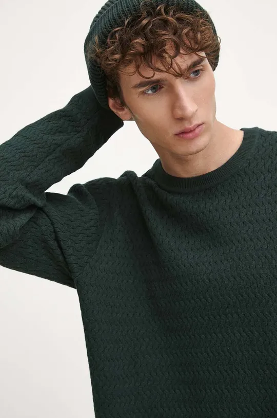 Sweter męski z fakturą kolor zielony Męski