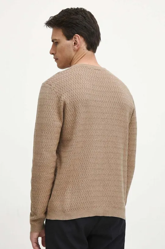 Sweter męski z fakturą kolor beżowy 70 % Bawełna, 30 % Poliamid 