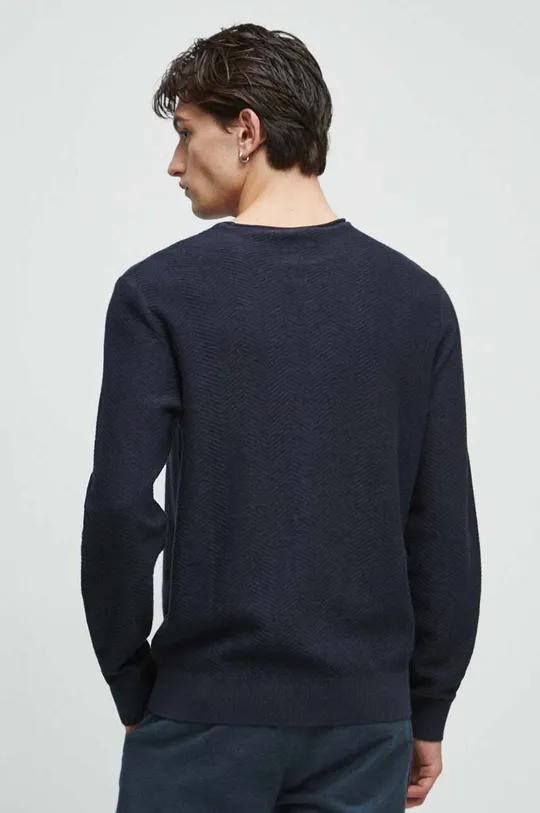 Sweter bawełniany męski z fakturą kolor granatowy 100 % Bawełna