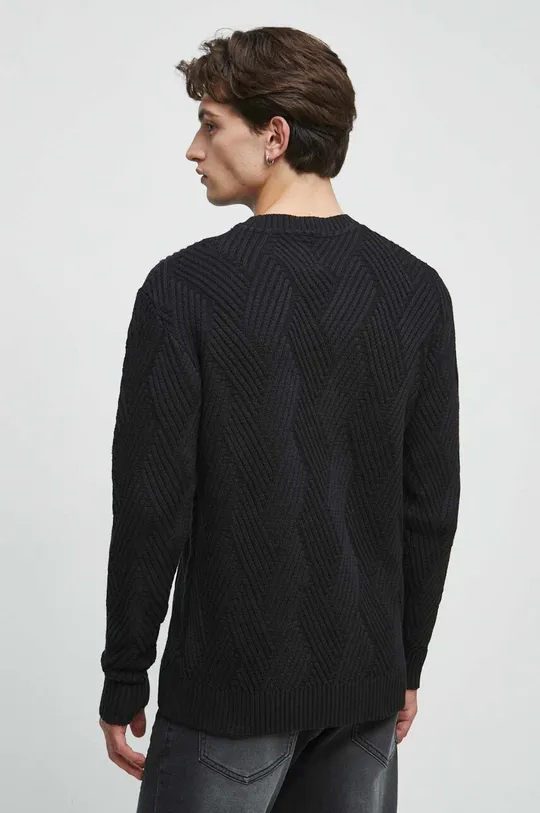 Sweter bawełniany męski z fakturą kolor czarny 100 % Bawełna