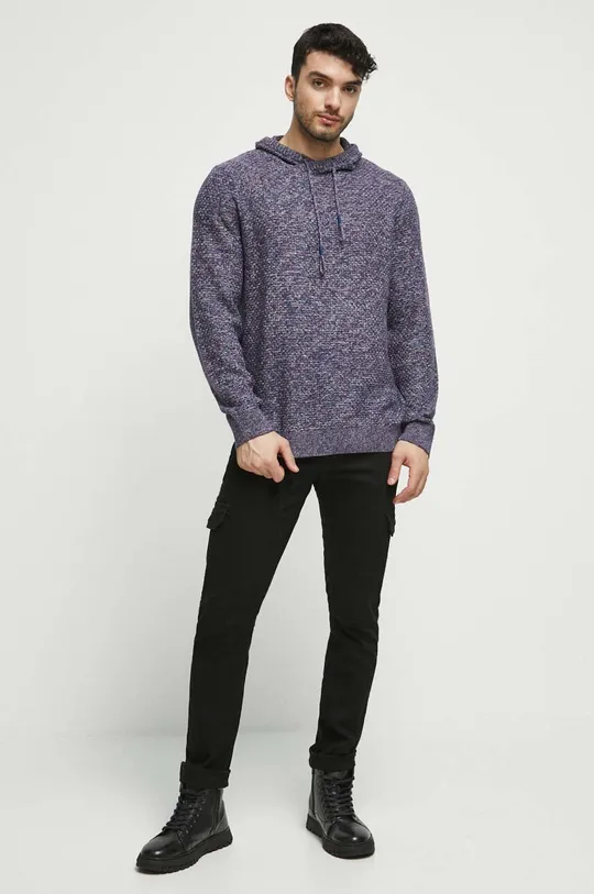 Sweter bawełniany męski z fakturą kolor bordowy bordowy