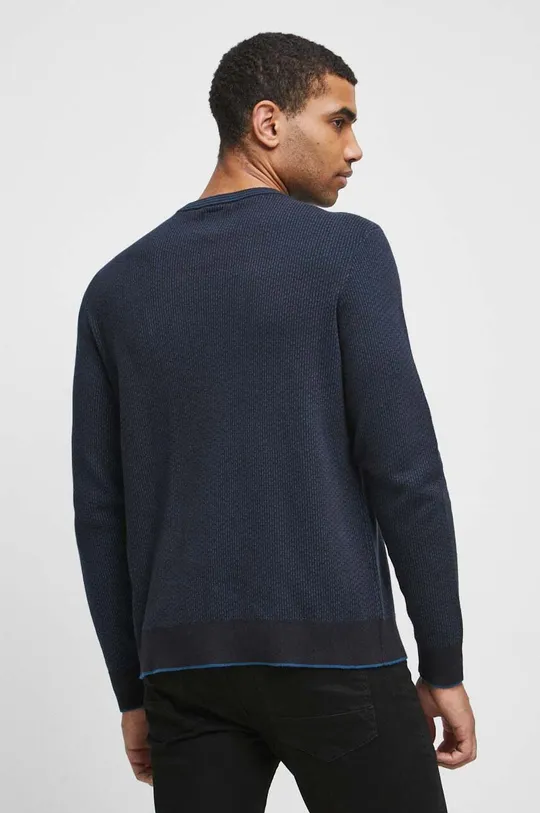 Sweter bawełniany męski z fakturą kolor niebieski 100 % Bawełna 