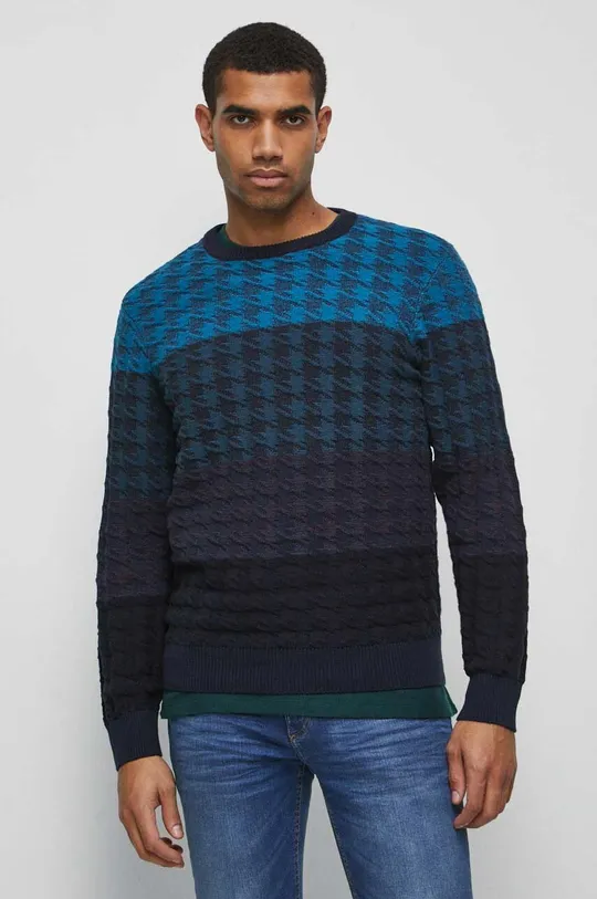 Sweter bawełniany męski z fakturą kolor multicolor multicolor