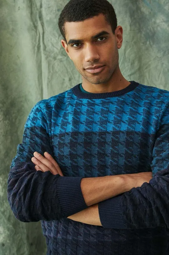 multicolor Sweter bawełniany męski z fakturą kolor multicolor