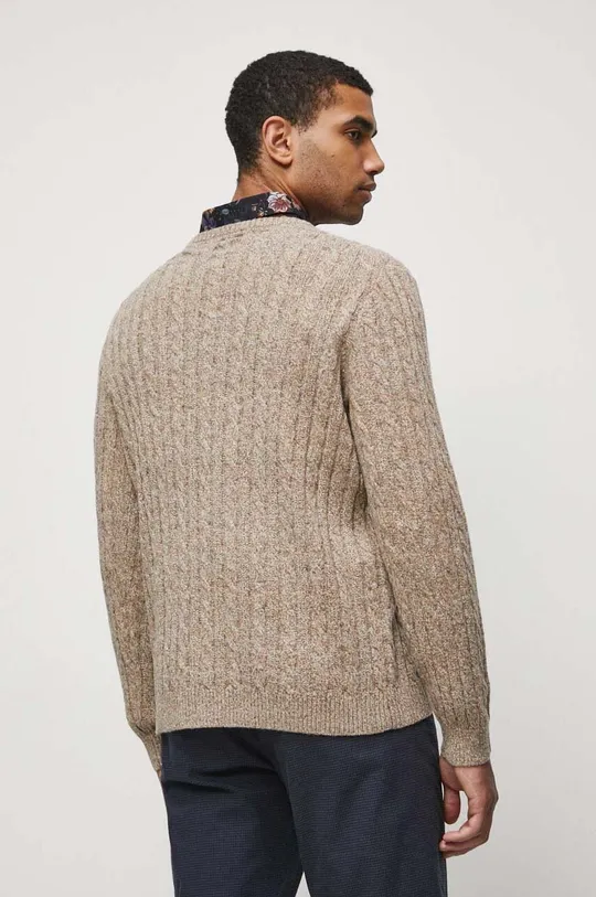 Sweter z domieszką wełny męski melanżowy kolor beżowy 45 % Wełna, 35 % Poliamid, 20 % Akryl