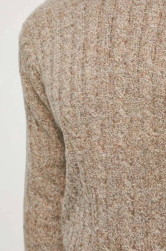 Sweter z domieszką wełny męski melanżowy kolor beżowy Męski