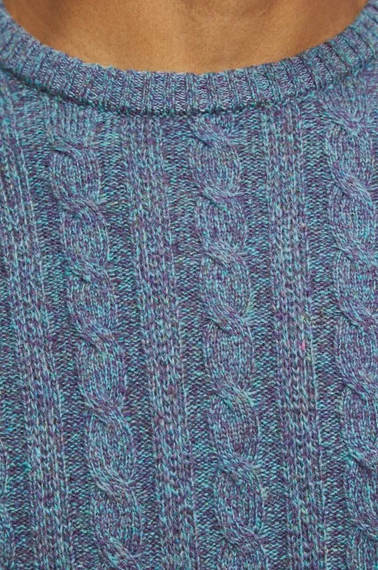 turkusowy Sweter z domieszką wełny męski melanżowy kolor zielony