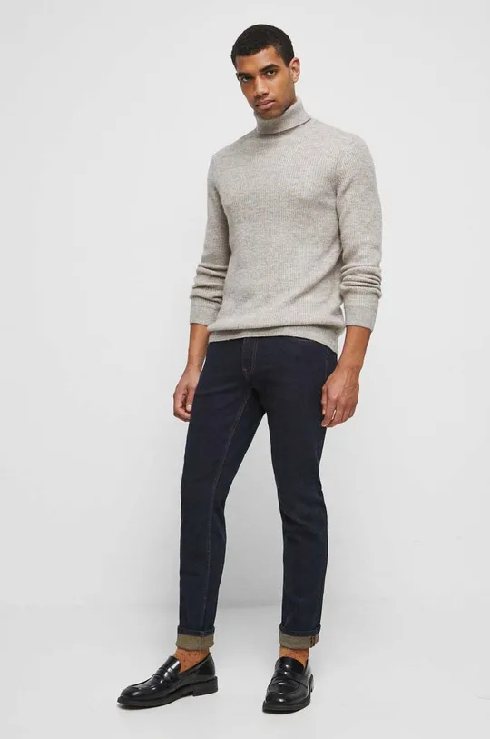 Sweter z domieszką wełny męski kolor beżowy beżowy