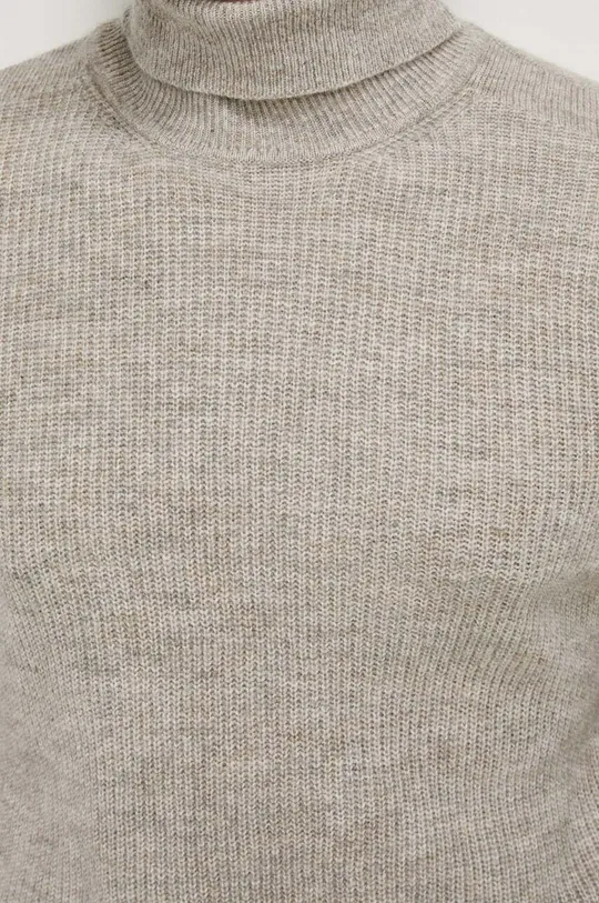 Sweter z domieszką wełny męski kolor beżowy Męski