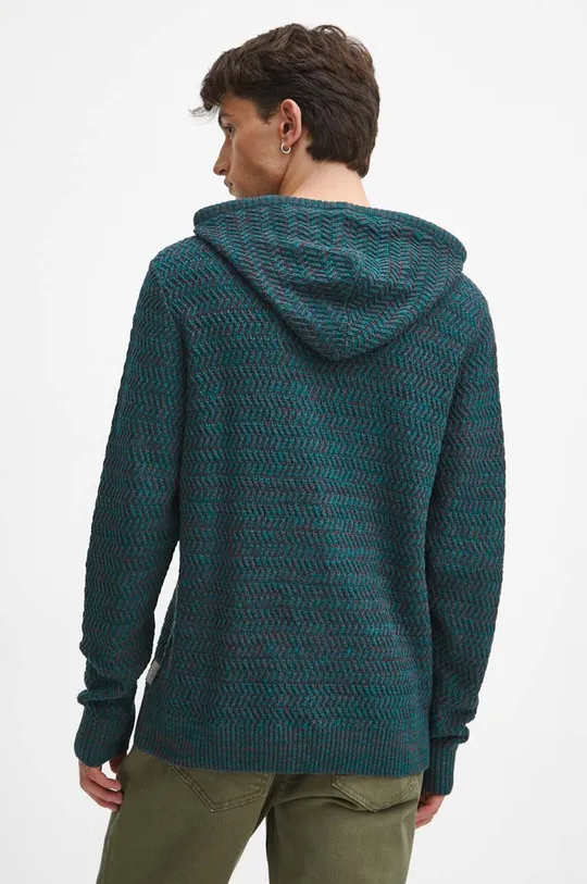 Sweter bawełniany męski z kapturem kolor turkusowy 100 % Bawełna 