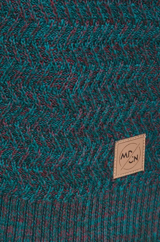 Sweter bawełniany męski z kapturem kolor turkusowy