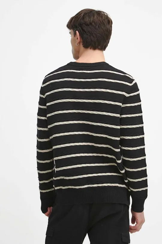 Sweter bawełniany męski z fakturą kolor czarny 100 % Bawełna 