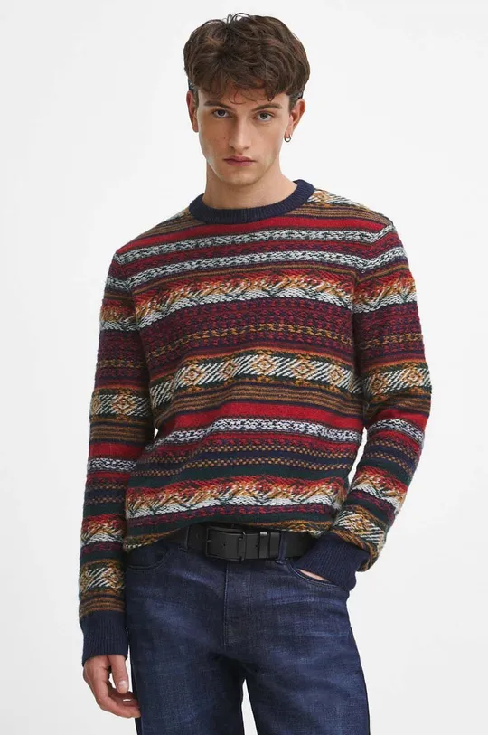multicolor Sweter wełniany wzorzysty kolor multicolor Męski