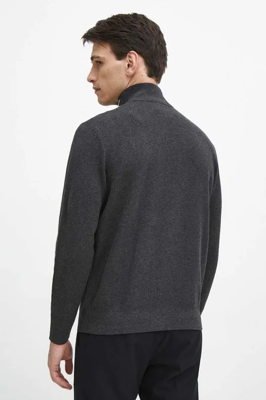 Sweter bawełniany męski z półgolfem kolor szary 100 % Bawełna