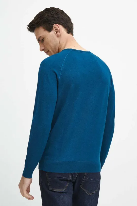 Sweter męski gładki kolor turkusowy 70 % Wiskoza, 30 % Poliamid