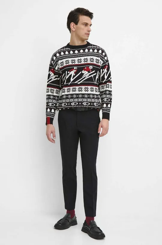 Sweter męski z motywem świątecznym kolor czarny czarny