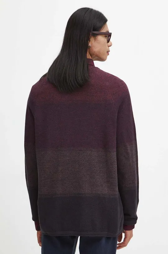 Sweter bawełniany męski melanżowy kolor bordowy 100 % Bawełna