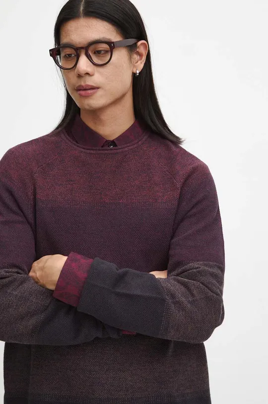 bordowy Sweter bawełniany męski melanżowy kolor bordowy