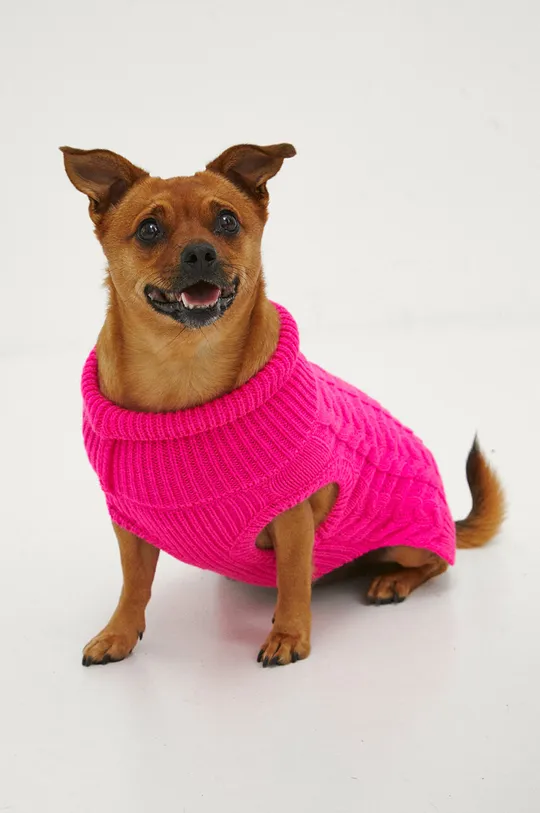 Sweter dla pupila z fakturą kolor różowy różowy
