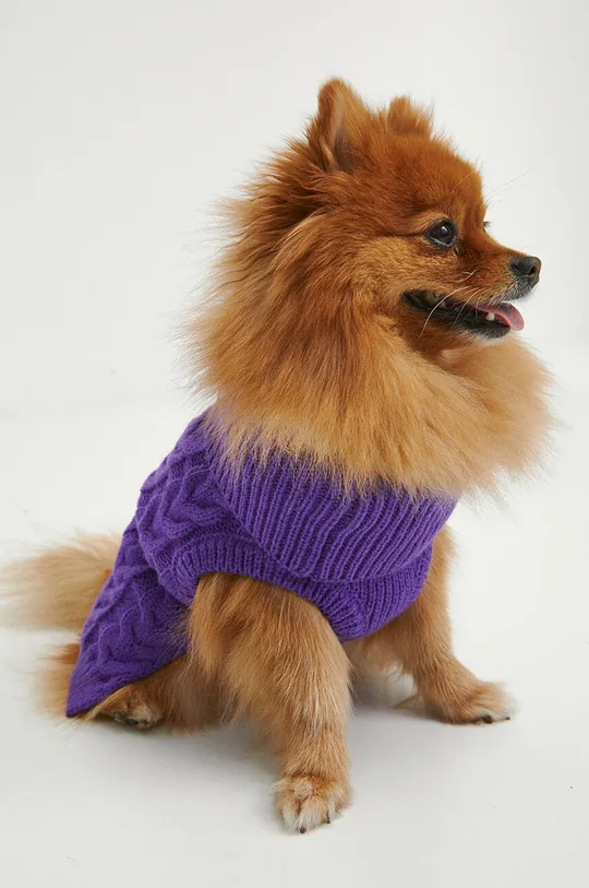 Sweter dla pupila z fakturą kolor fioletowy fioletowy