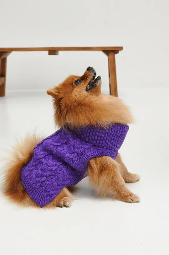 Sweter dla pupila z fakturą kolor fioletowy 100 % Akryl