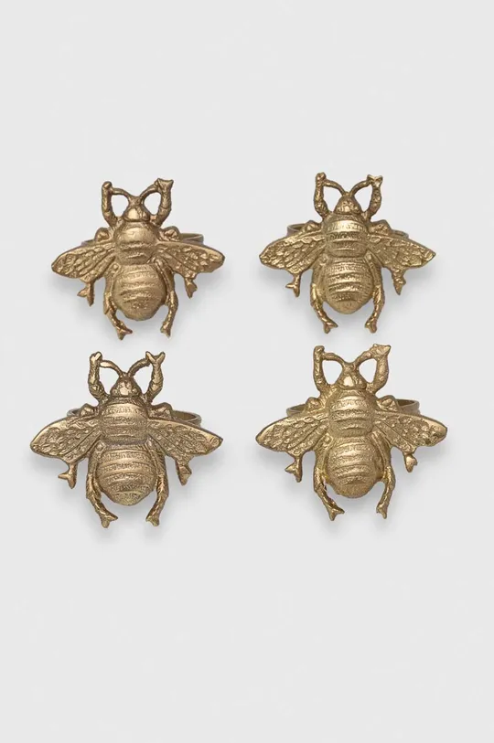 złoty Pierścień na serwetkę - pszczoła (4-pack) kolor złoty Unisex