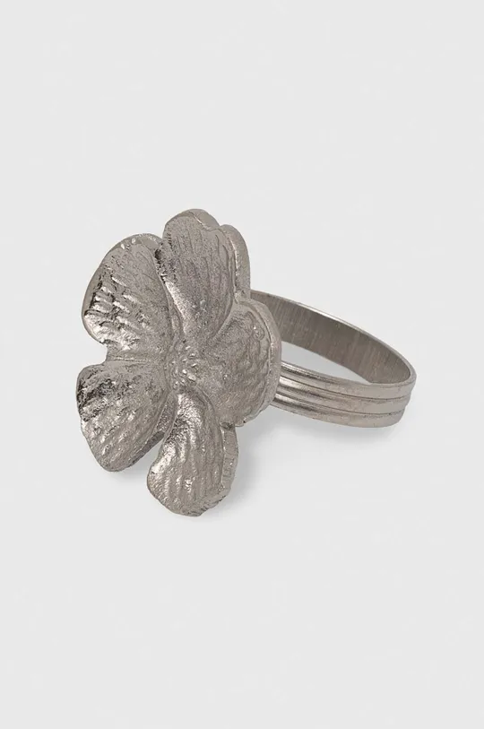 Pierścień na serwetkę - kwiat (4-pack) kolor srebrny srebrny