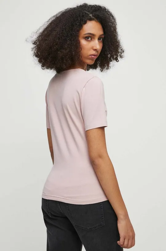 Bavlnené tričko dámsky ružová farba  93 % Bavlna, 7 % Elastan