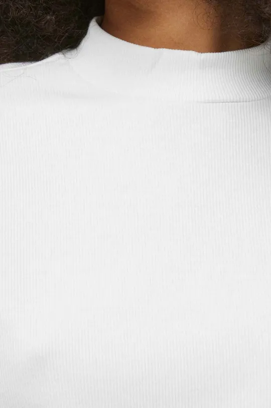 T-shirt damski prążkowany kolor beżowy Damski
