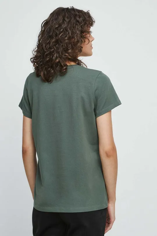 T-shirt bawełniany damski gładki z domieszką elastanu kolor zielony 95 % Bawełna, 5 % Elastan