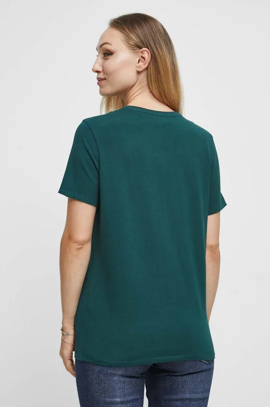 T-shirt bawełniany damski gładki kolor zielony Materiał zasadniczy: 95 % Bawełna, 5 % Elastan