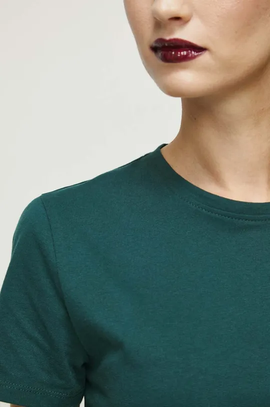 turkusowy T-shirt bawełniany damski gładki kolor turkusowy
