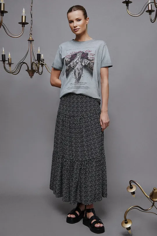 szary T-shirt bawełniany damski z kolekcji Zamkowe Legendy kolor szary Damski