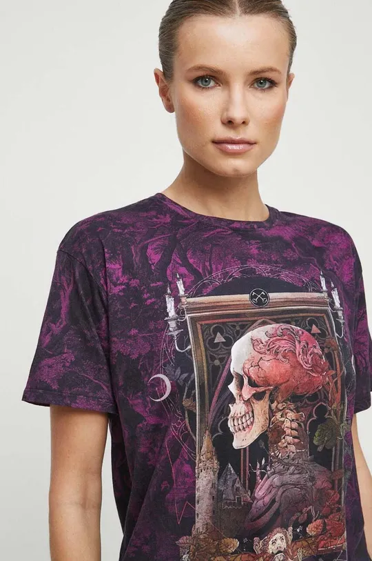 T-shirt bawełniany damski z kolekcji Zamkowe Legendy kolor fioletowy Damski