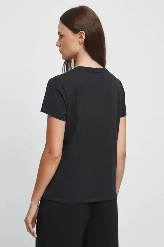 T-shirt bawełniany damski z kolekcji Graficzny Atlas Zwierząt kolor czarny