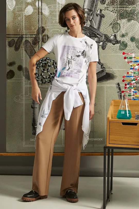 biały T-shirt bawełniany damski z kolekcji Science kolor biały Damski